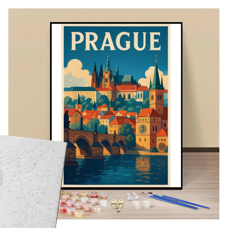 Peinture par numéros affiche Prague présentation du contenu