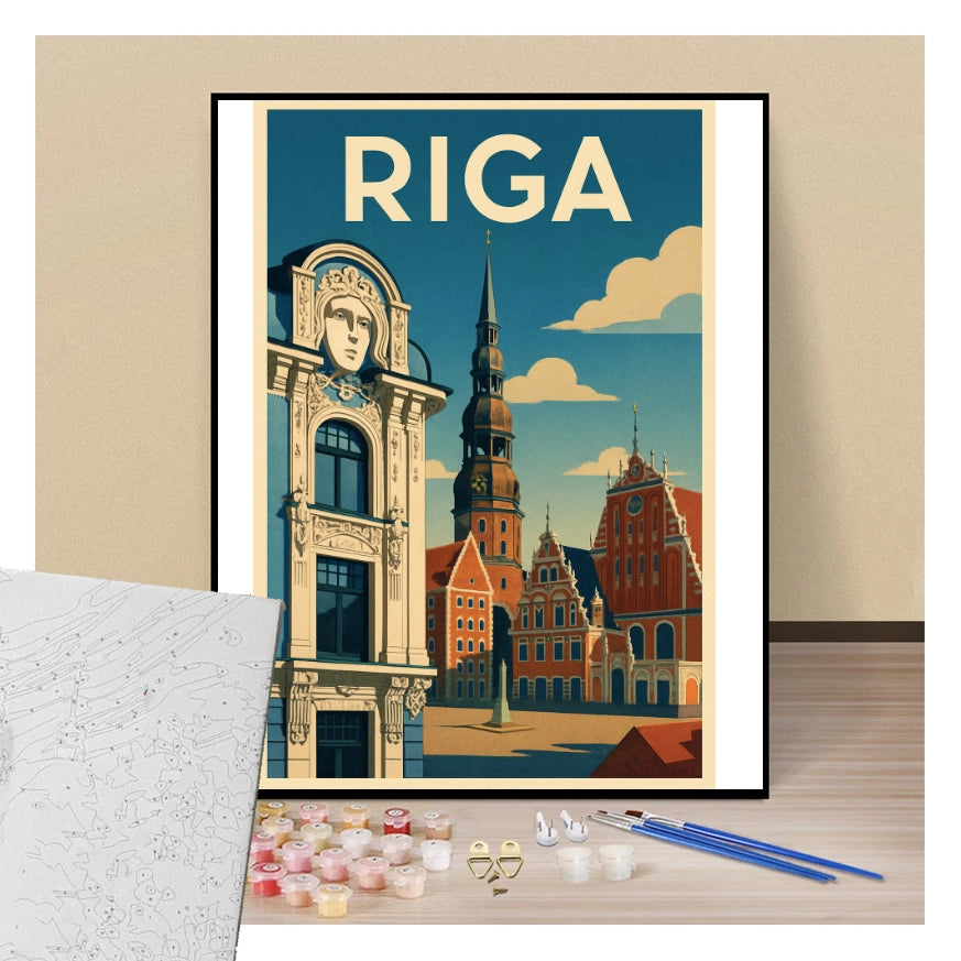 Peinture par numéros affiche Riga présentation de contenu