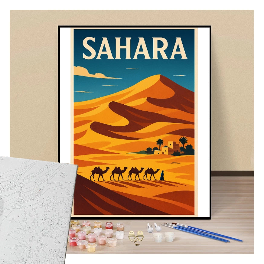 Peinture par numéros affiche Sahara présentation de contenu