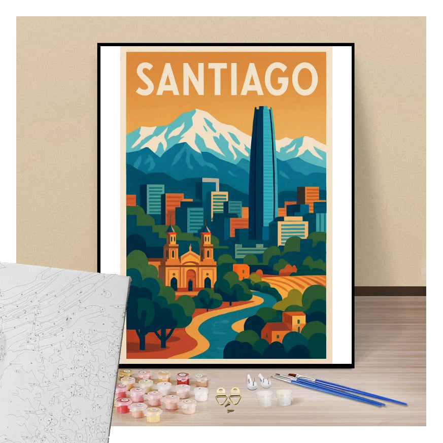 Peinture par numéros affiche Santiago présentation du contenu