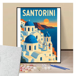Peinture par numéros affiche Santorini présentation de contenu