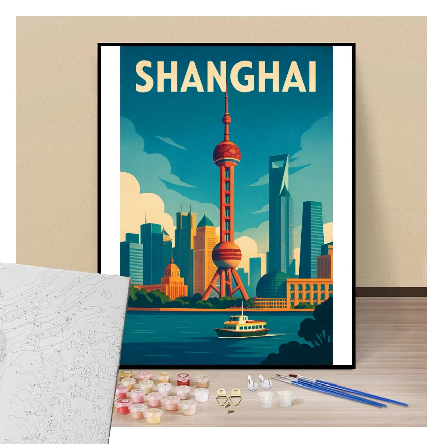 Peinture par numéros affiche Shanghai présentation du contenu