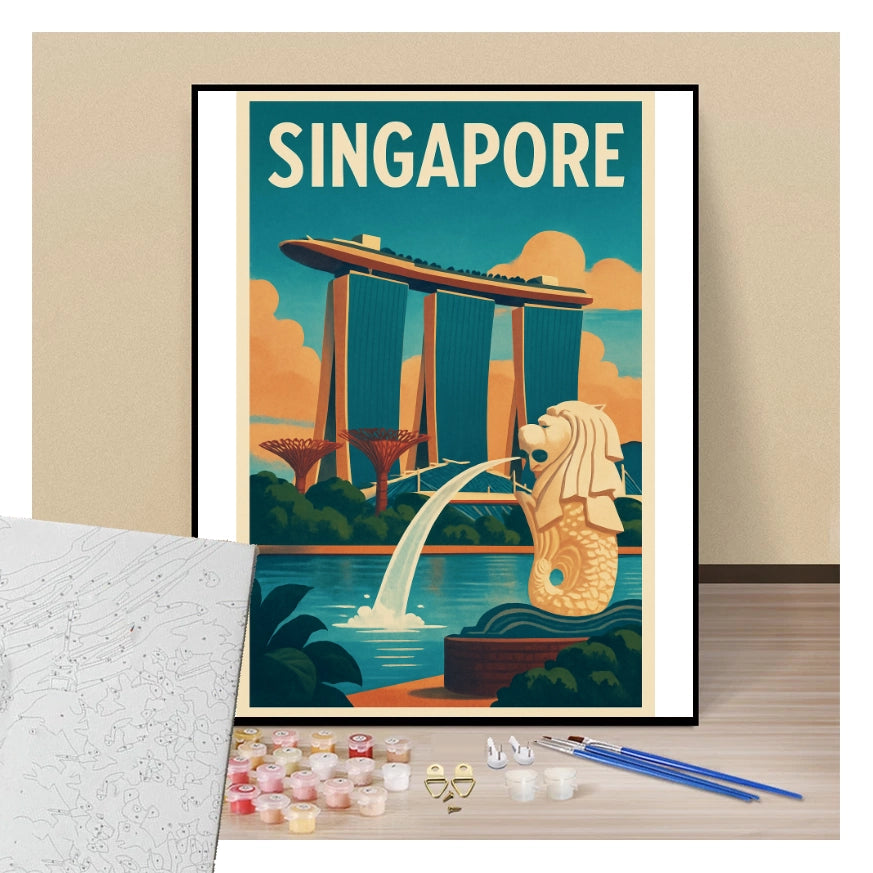 Peinture par numéros affiche Singapour présentation du contenu