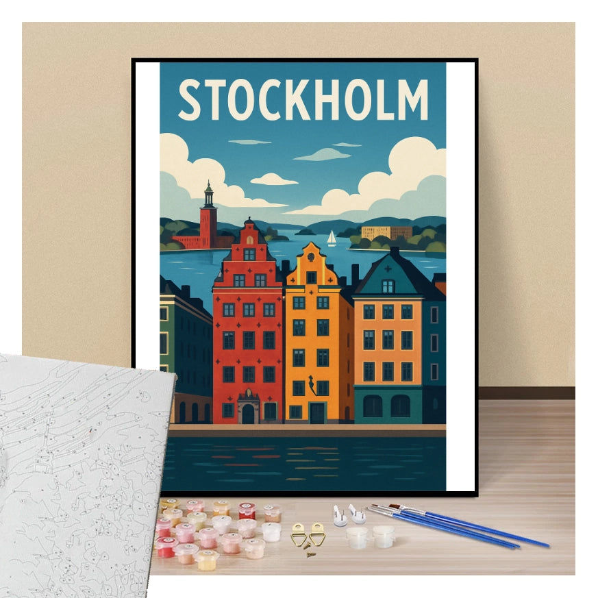 Peinture par numéros affiche Stockholm présentation du contenu