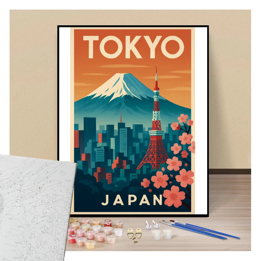 Peinture par numéros affiche Tokyo présentation du contenu