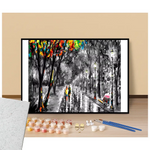 Balade en couple sous la pluie