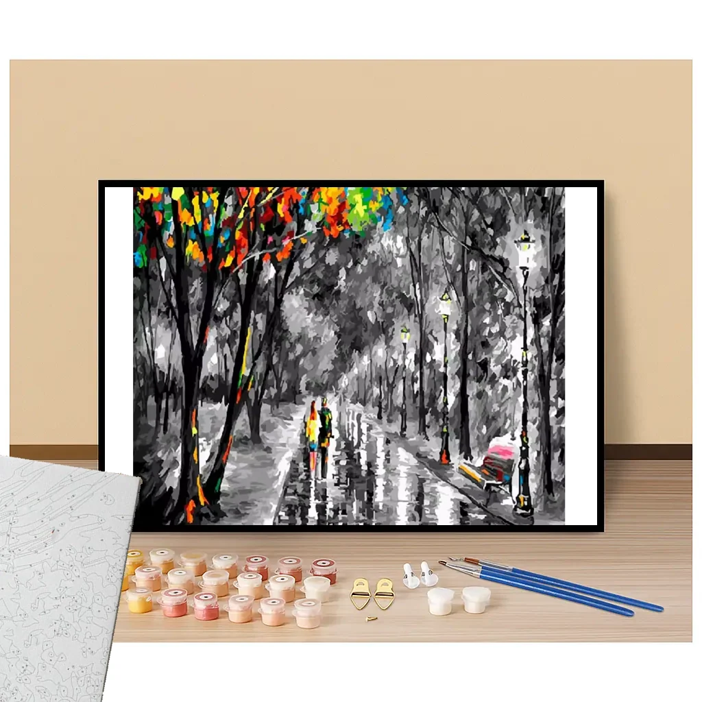 Balade en couple sous la pluie