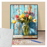 Bouquet de tulipes dans un bocal