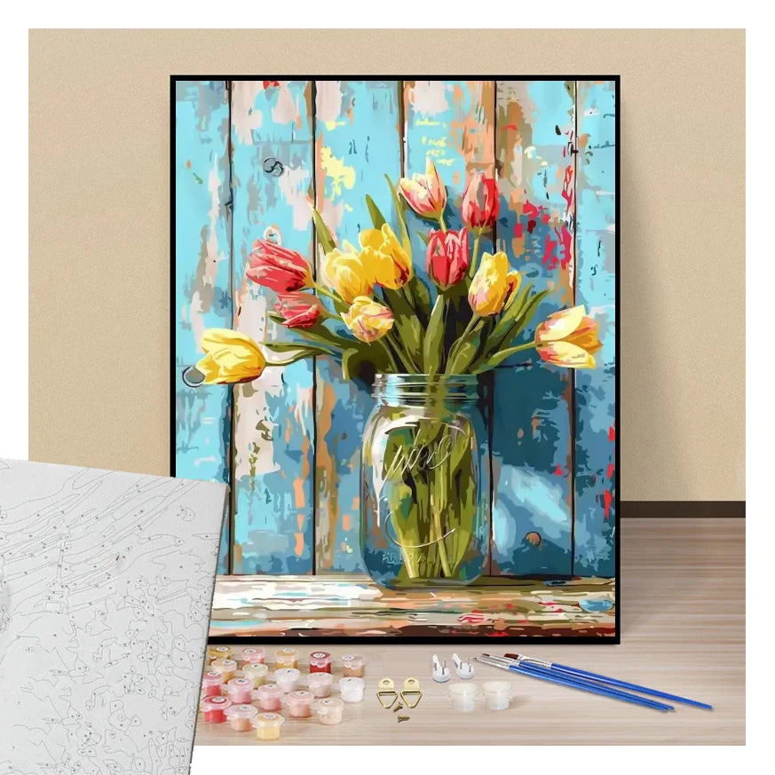 Bouquet de tulipes dans un bocal