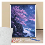 Clair de lune sur les falaises sakura