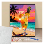 Peinture par numéros cocktail tropical sur la plage présentation du contenu