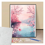 Crépuscule Sakura sur la rivière