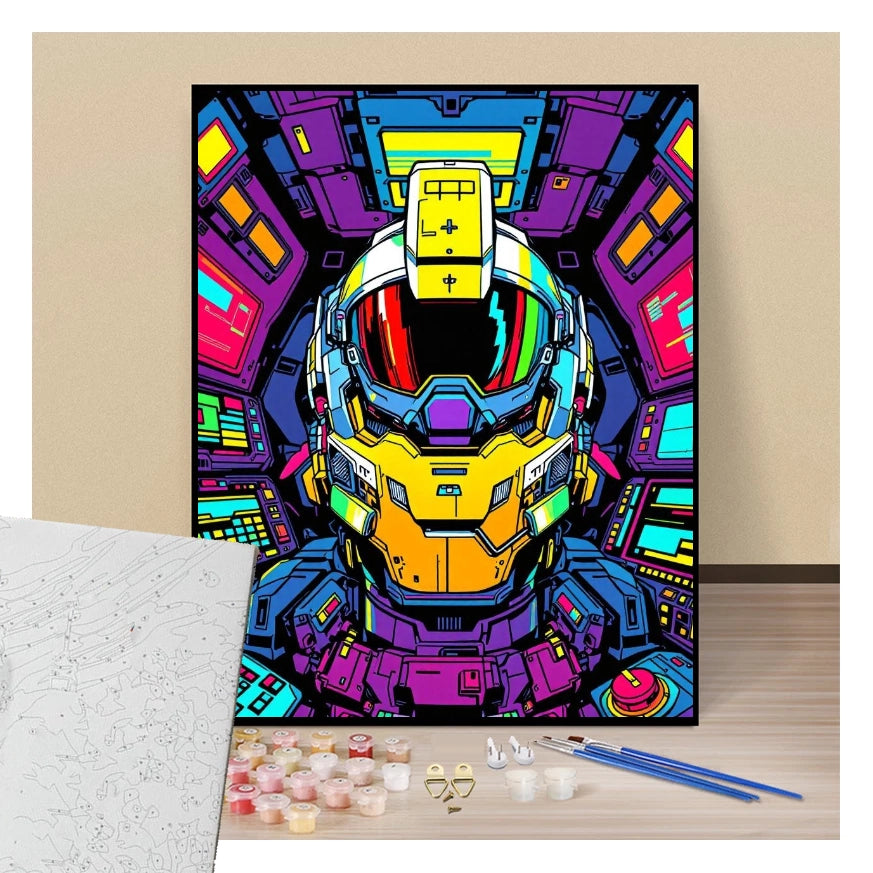 Peinture par numéros affiche cyber shogun manga présentation du contenu