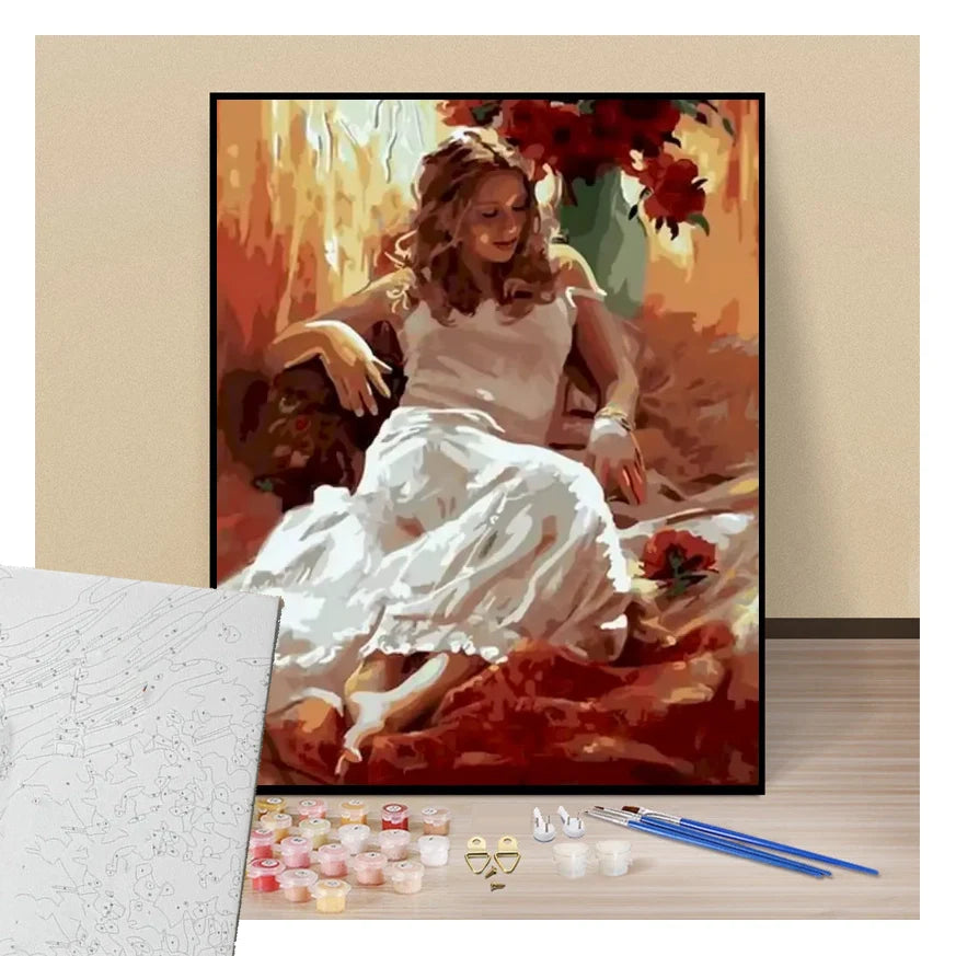 Femme en robe blanche