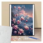 Peinture par numéros fleurs roses sauvages en montagne présentation du contenu