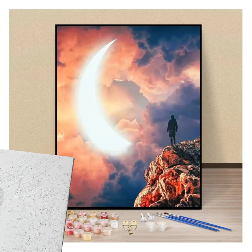 L'homme fasciné par le croissant de lune