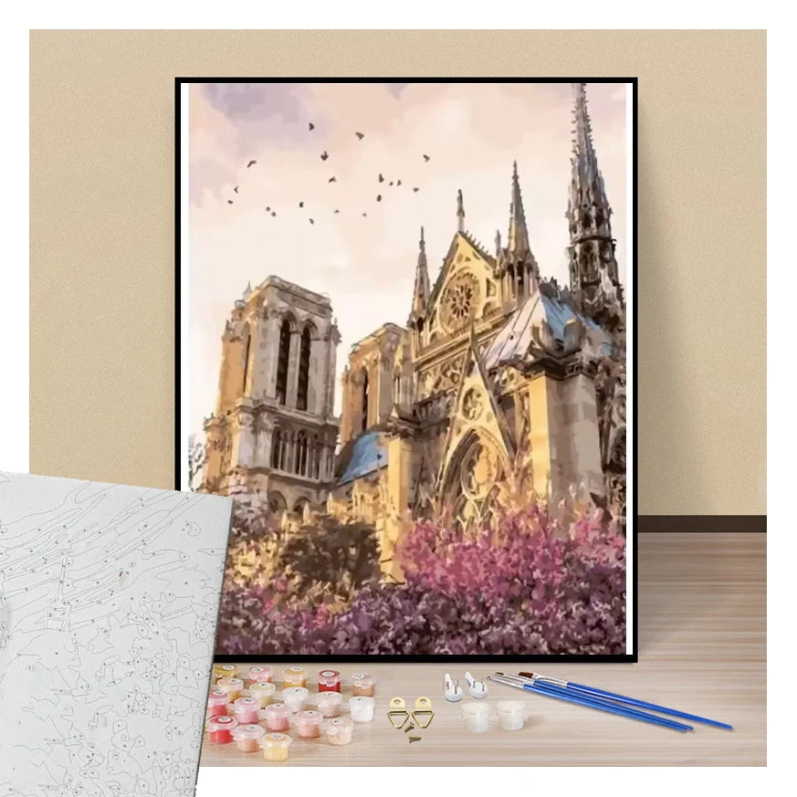 Peinture par numéros vue sur notre-dame de paris présentation du contenu