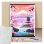 Pagode rouge au pied du Mont Fuji