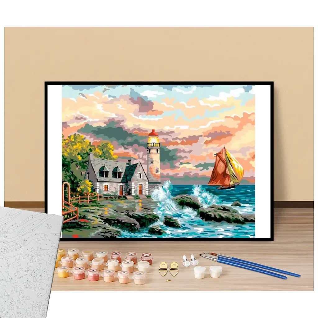 Peinture par numéros paysages marins lors de grandes marées présentation du contenu