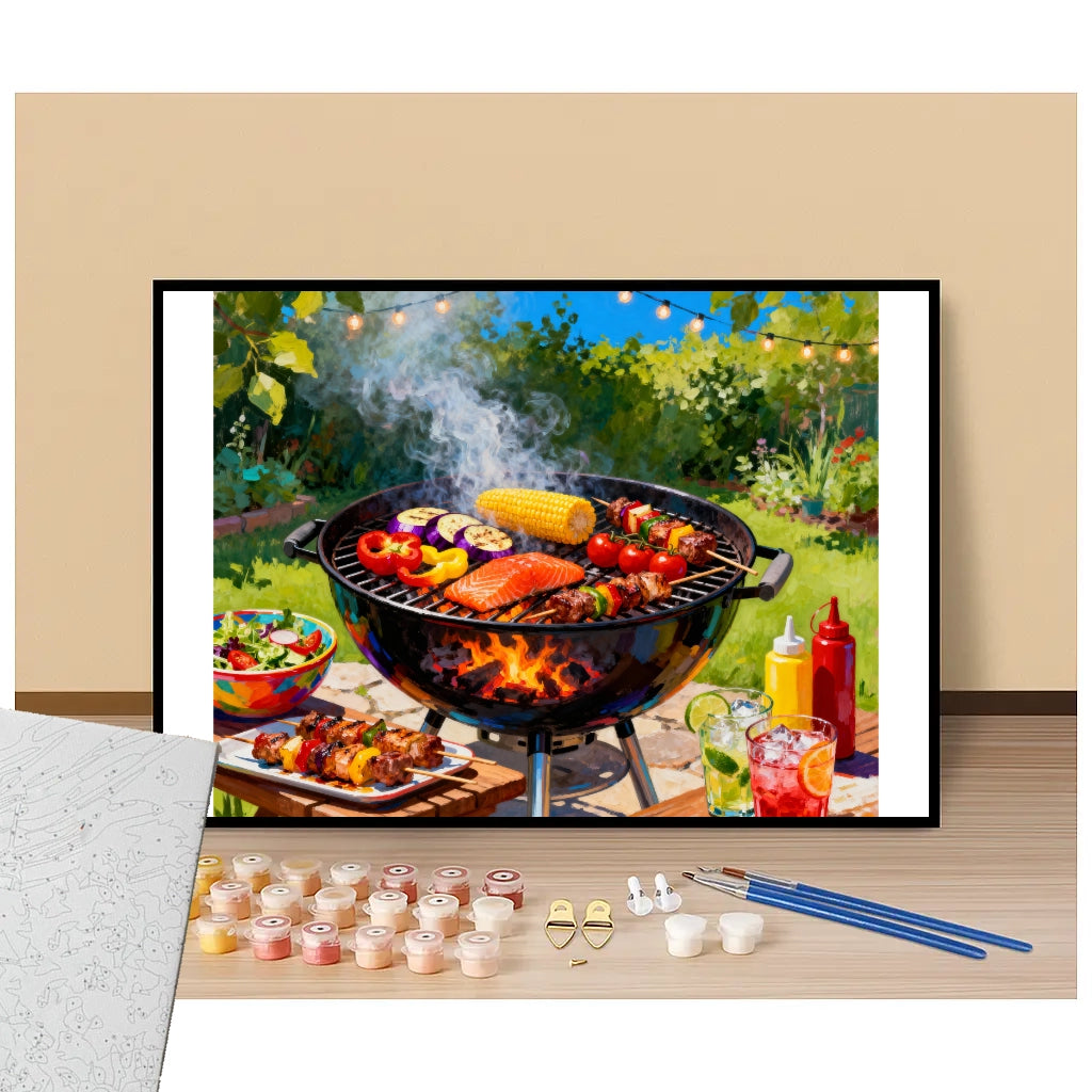Peinture par numéros barbecue estival présentation du contenu