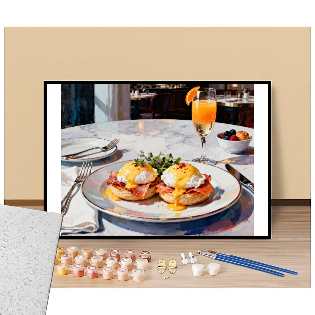 Peinture par numéros brunch aux oeufs Bénédicte présentation du contenu
