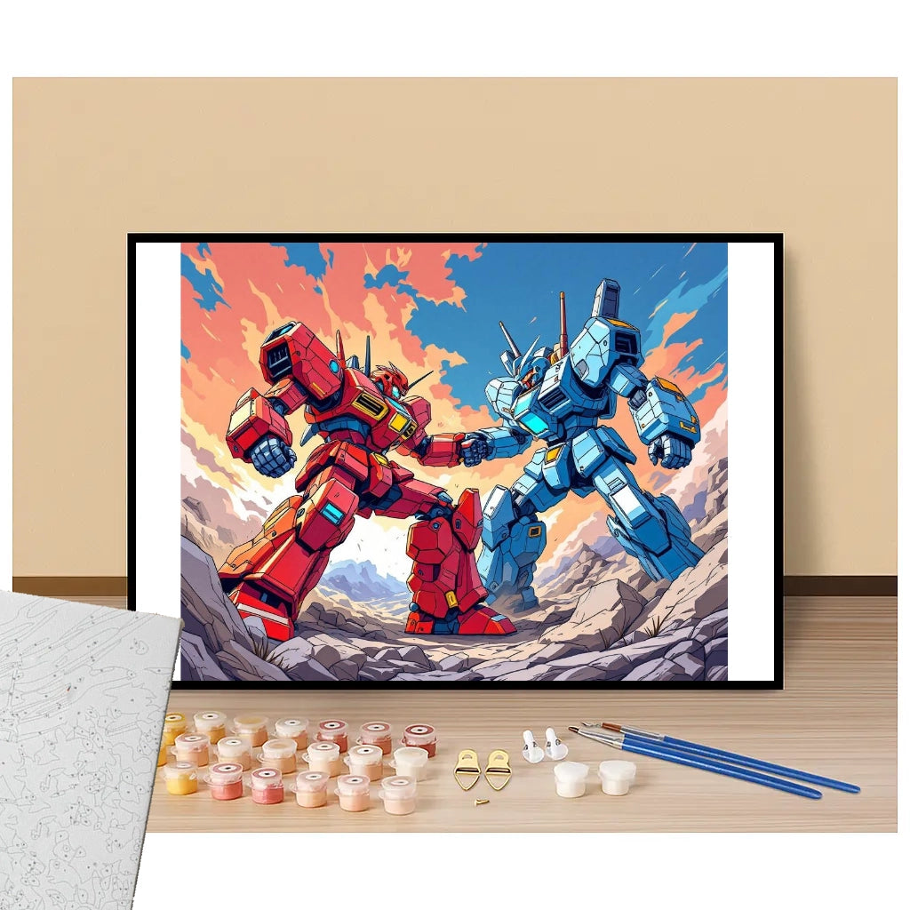 Peinture par numéros affiche gundroid clash manga présentation du contenu