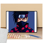 Peinture par numéros affiche ninja rouge manga présentation du contenu