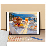 Peinture par numéros petit-déjeuner au bord de mer présentation du contenu