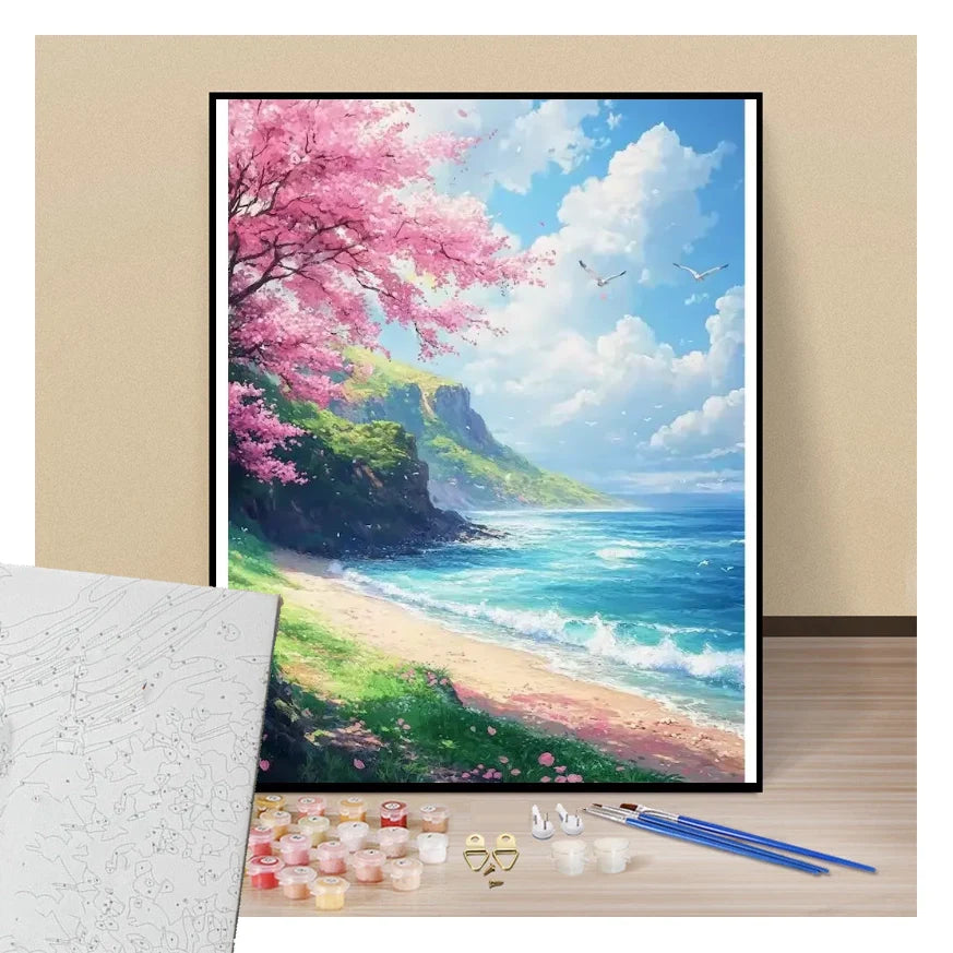 Peinture par numéros plage d'okinawa sakura présentation du contenu