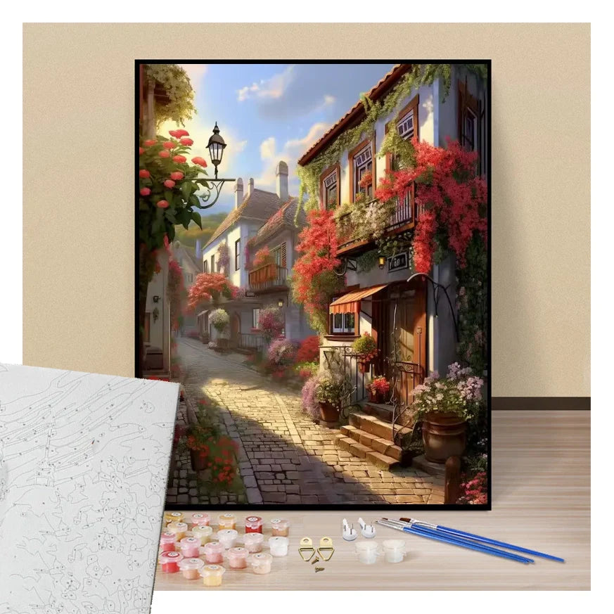 Ruelle fleurie et ensoleillée