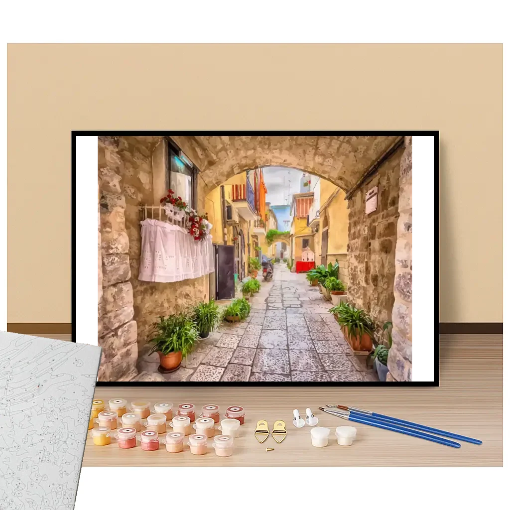 Peinture par numéros vieille ville de bari italie présentation du contenu