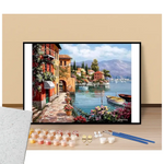 Peinture par numéros villas au bord du lac présentation du contenu