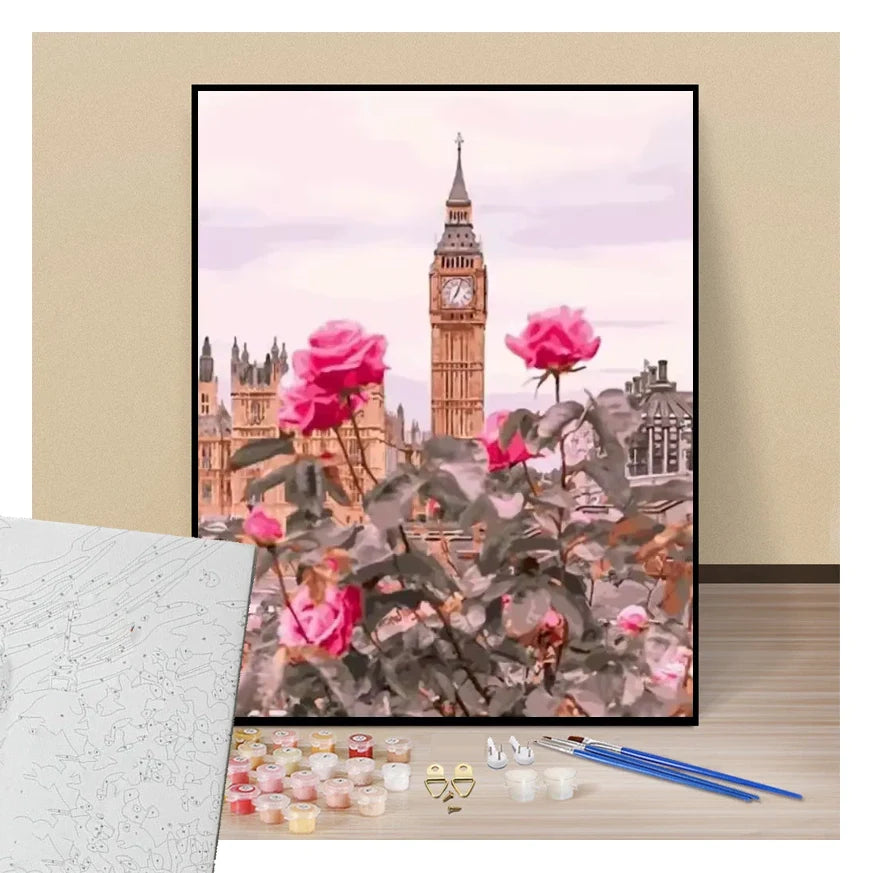 Vue sur Big Ben et fleurs - Londres