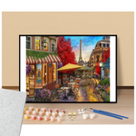 Peinture par numéros rue de paris avec vue sur la tour eiffel présentation du contenu