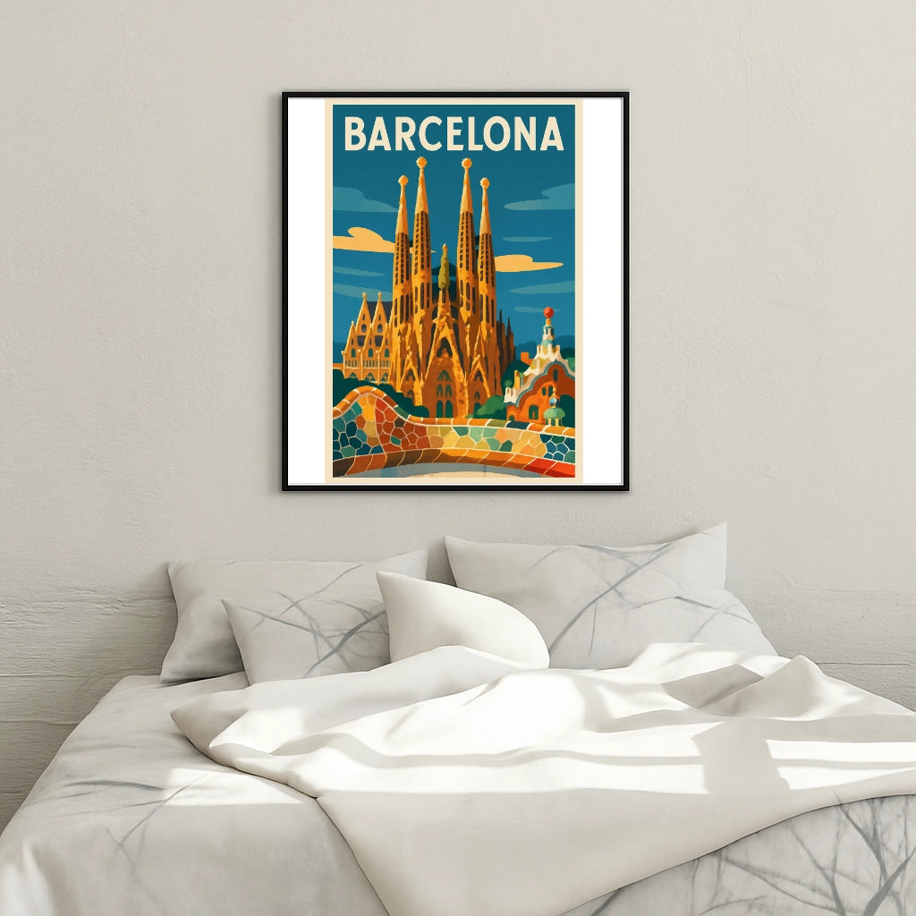 Peinture par numéros affiche Barcelone - Tableau