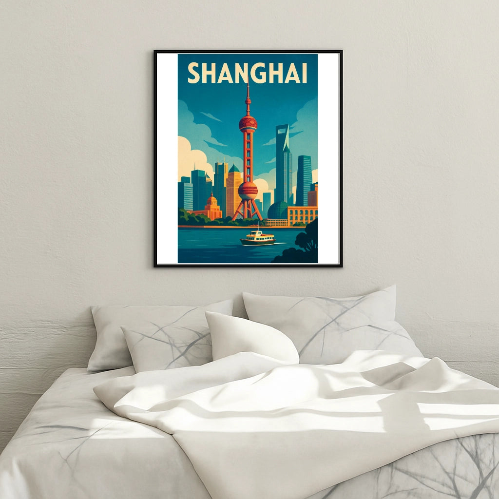 Peinture par numéros affiche Shanghai - Tableau