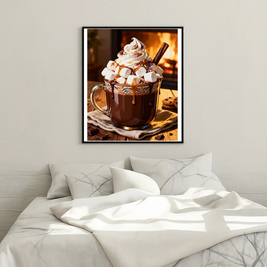 Peinture par numéros tasse de chocolat chaud avec chantilly et guimauves tableau