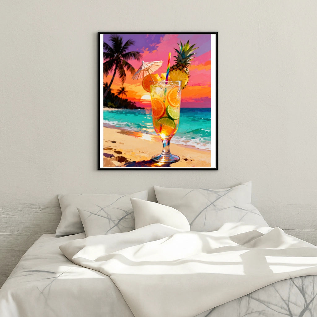 Peinture par numéros cocktail tropical sur la plage tableau