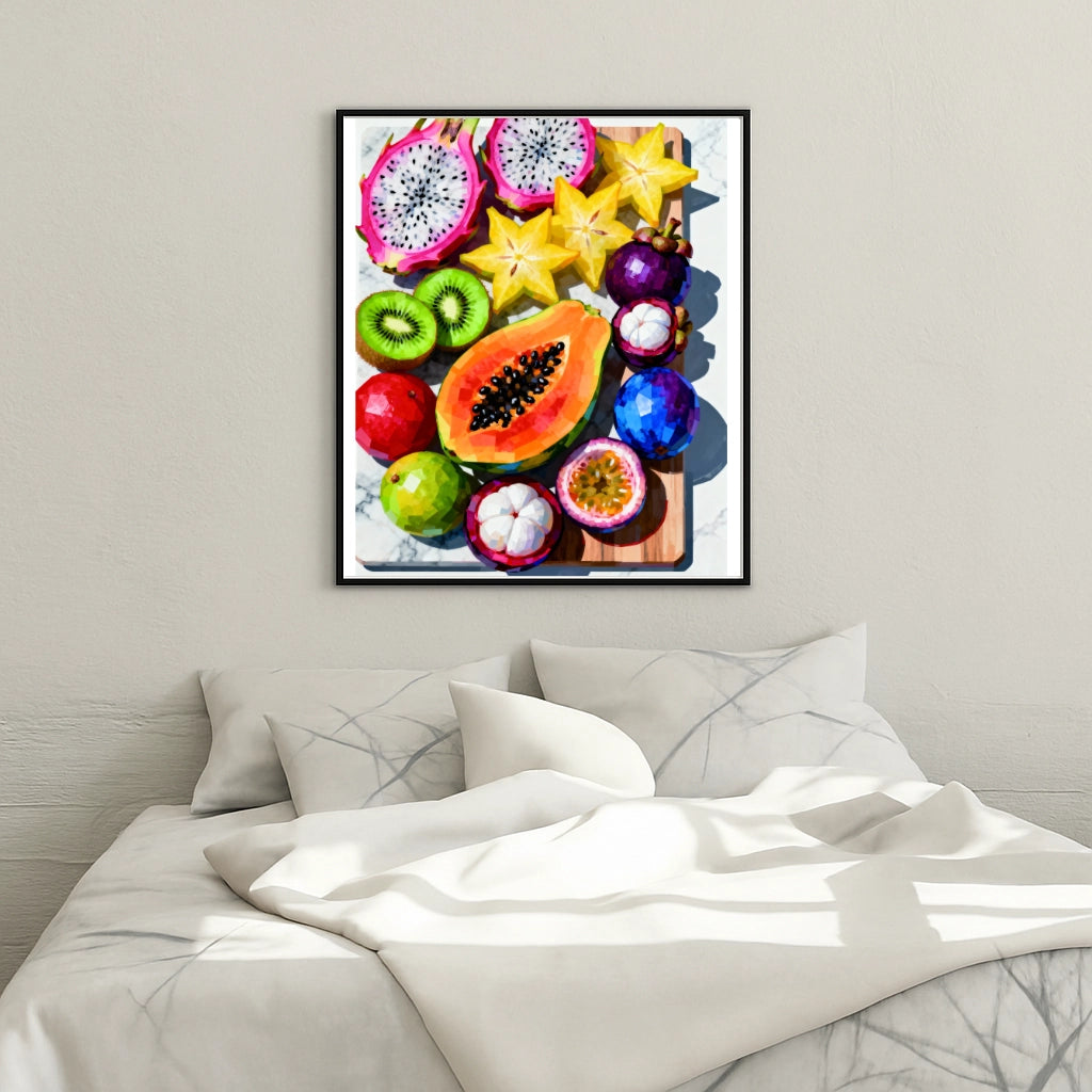 Peinture par numéros fruits exotiques coupés et en tranches tableau