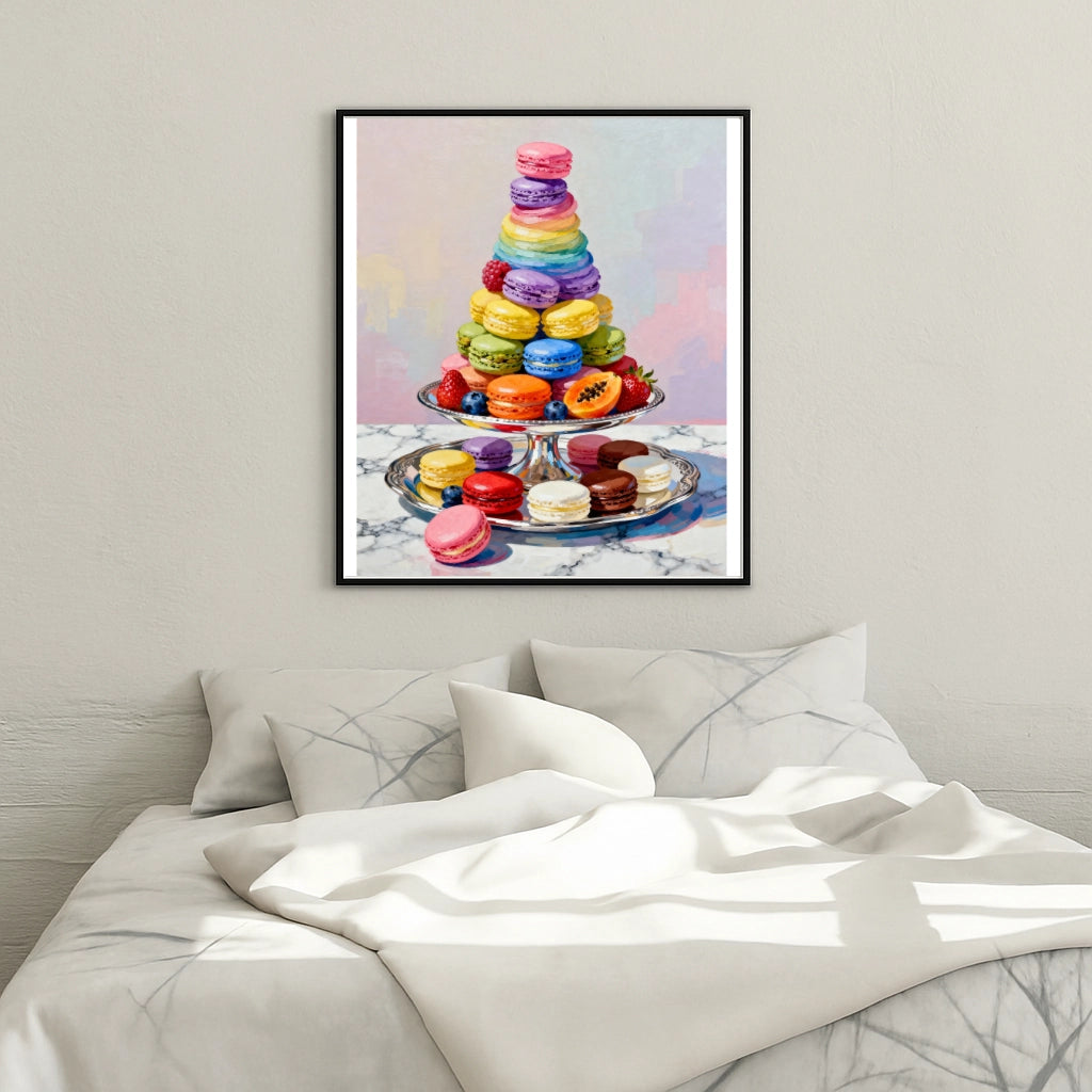 Peinture par numéros pyramide de macarons colorés tableau