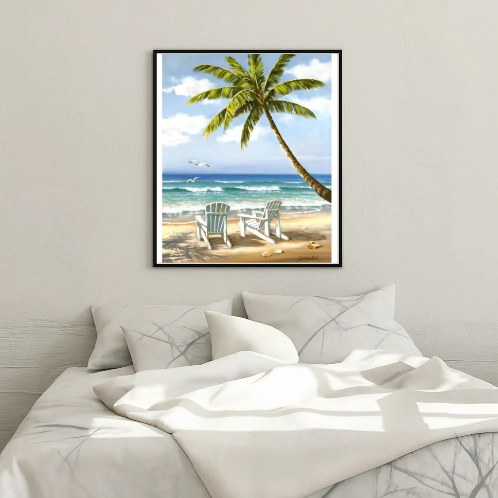 Transats sur une plage tropicale