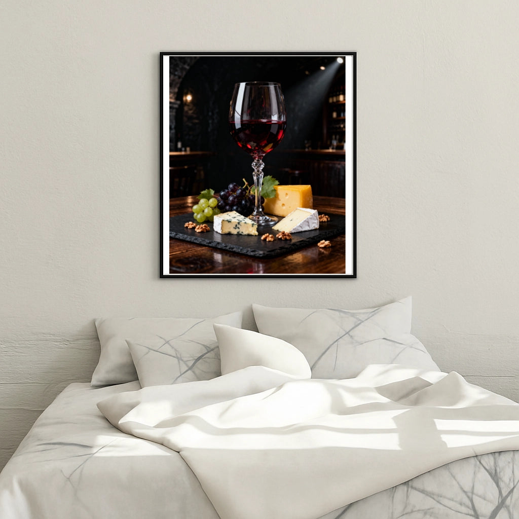 Peinture par numéros verre de vin rouge et fromages tableau