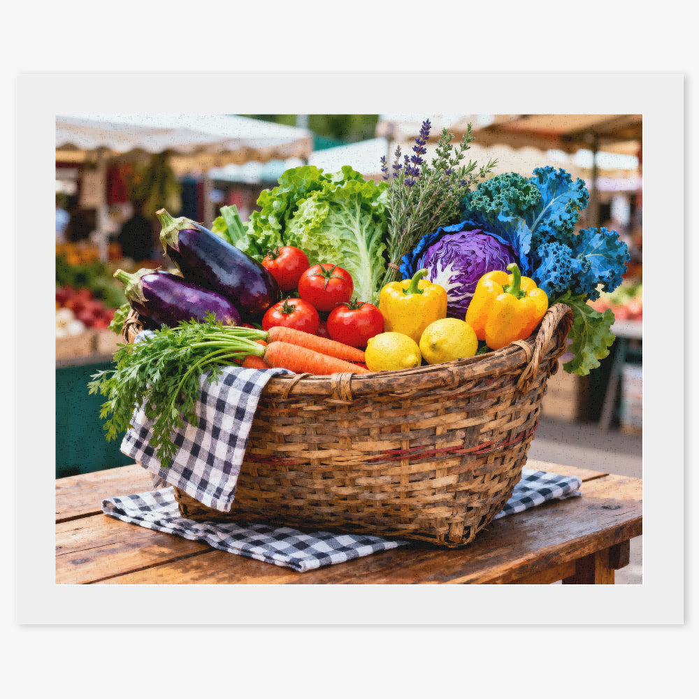 Peinture par numéros panier de fruits et légumes frais - Tableau