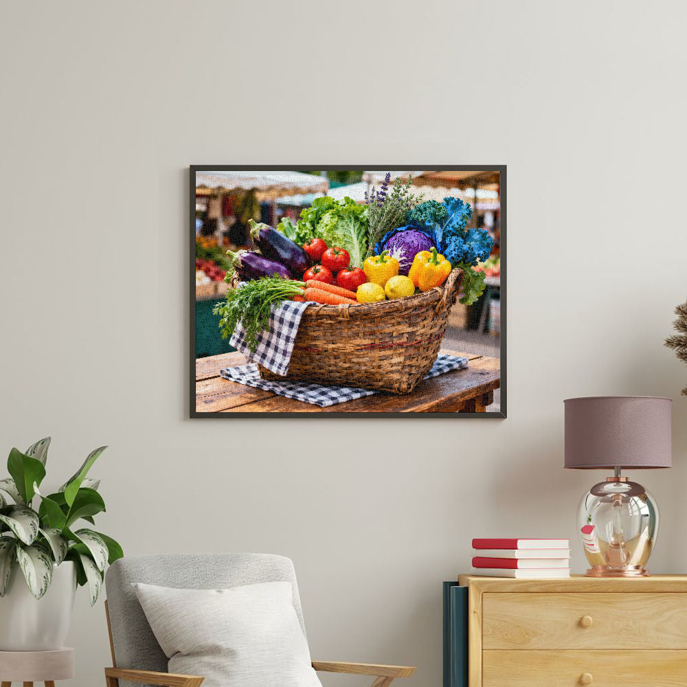Peinture par numéros panier de fruits et légumes frais - tableau mural