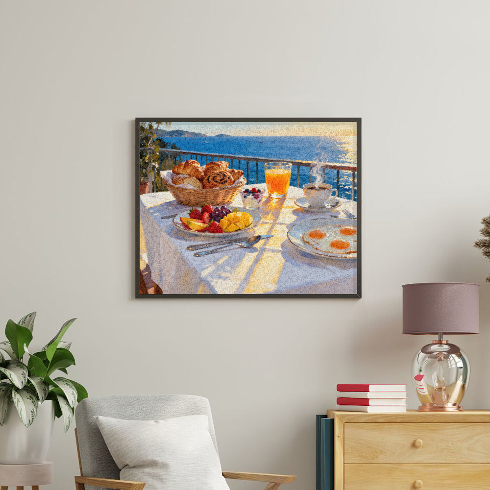 Peinture par numéros petit-déjeuner en bord de mer- Tableau mural