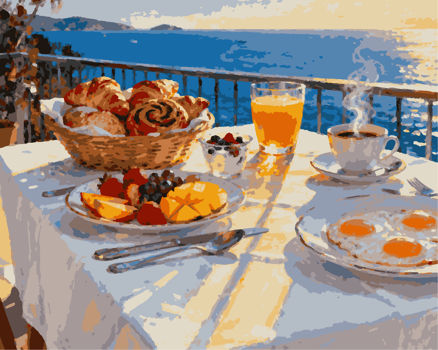 Peinture par numéros petit-déjeuner au bord de mer 24 couleurs
