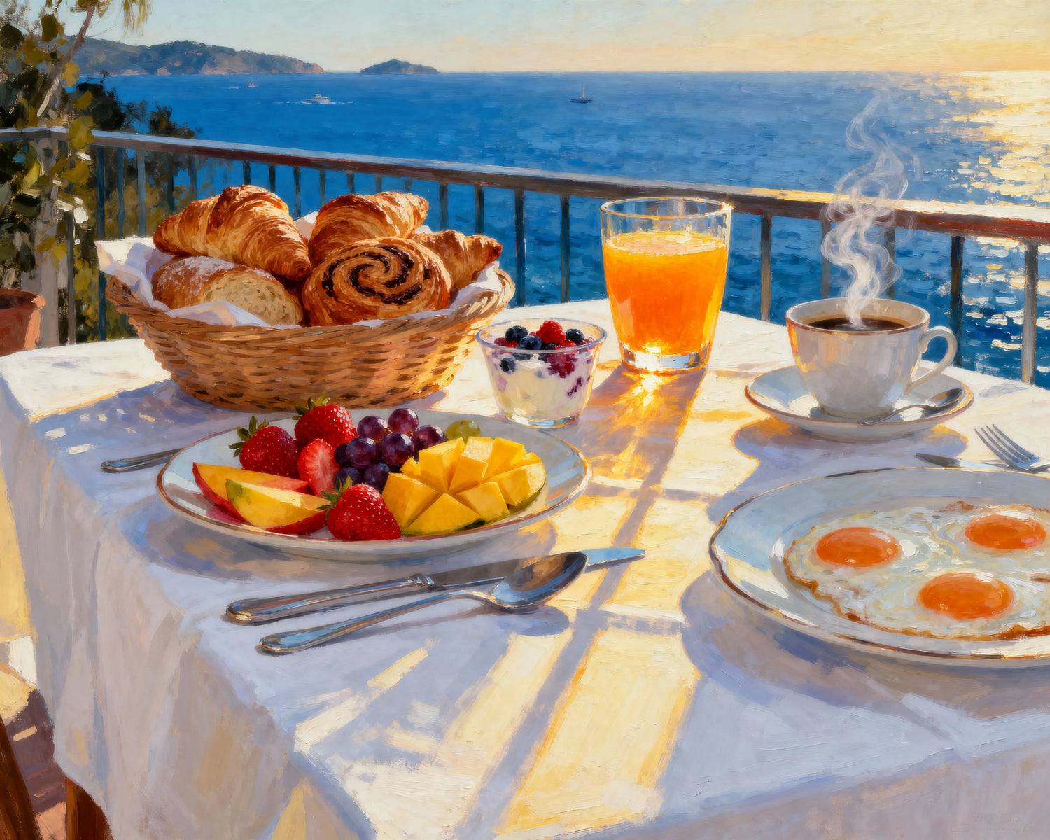 Peinture par numéros petit-déjeuner au bord de mer