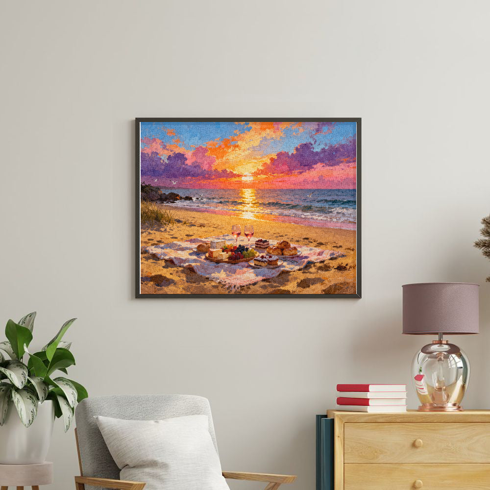 Peinture par numéros pique-nique sur la plage - Tableau mural