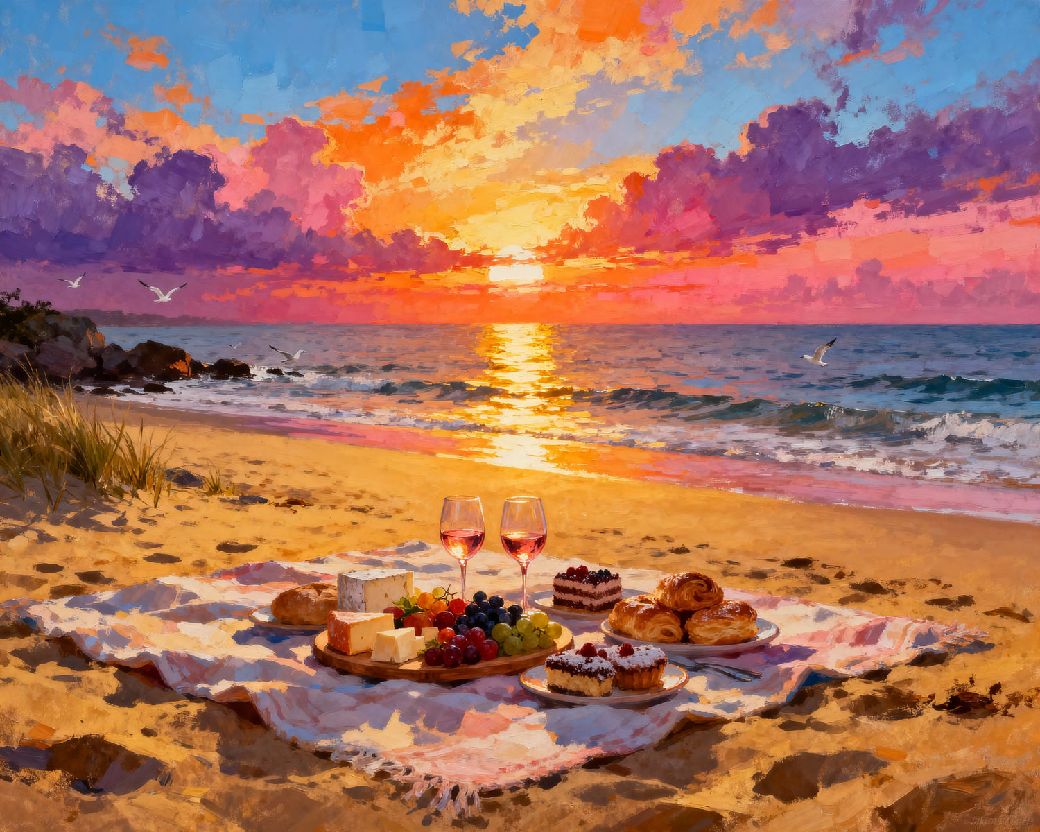 Peinture par numéros pique-nique sur la plage