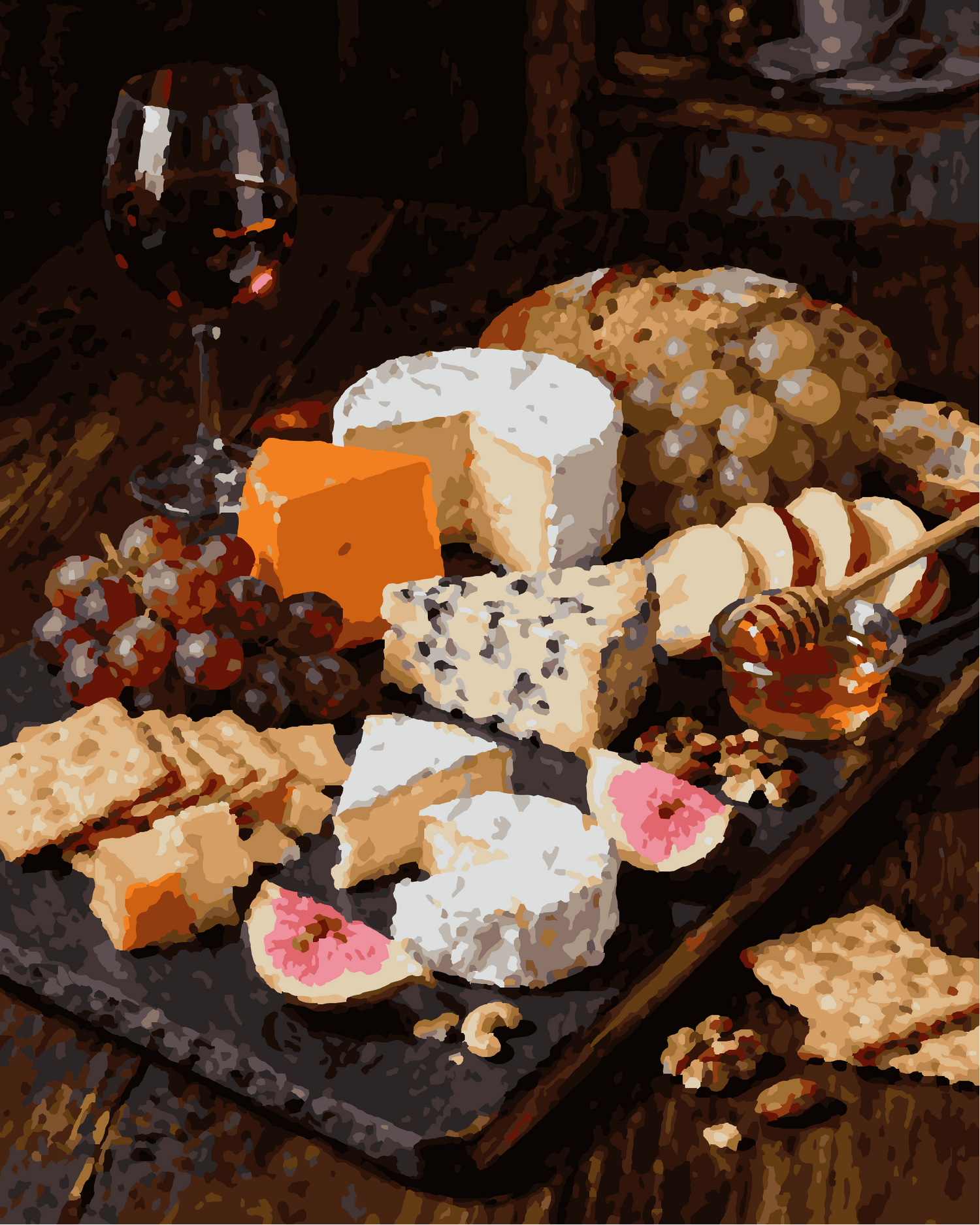 Peinture par numéros plateau de fromages 24 couleurs
